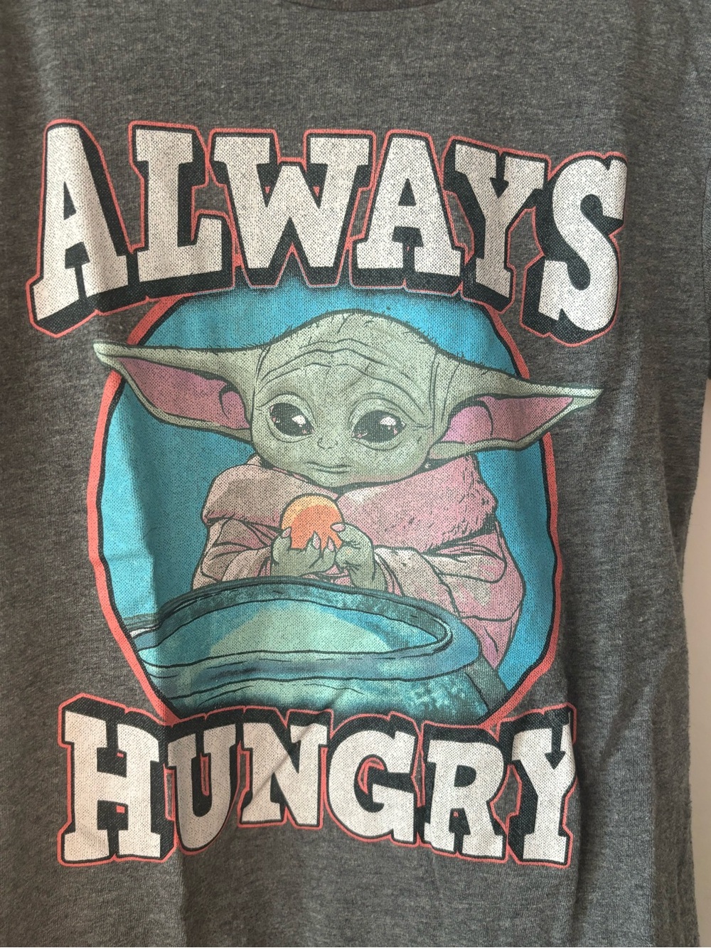 Star Wars Kids Gray Tee with Green Baby Yoda and Pink Accents